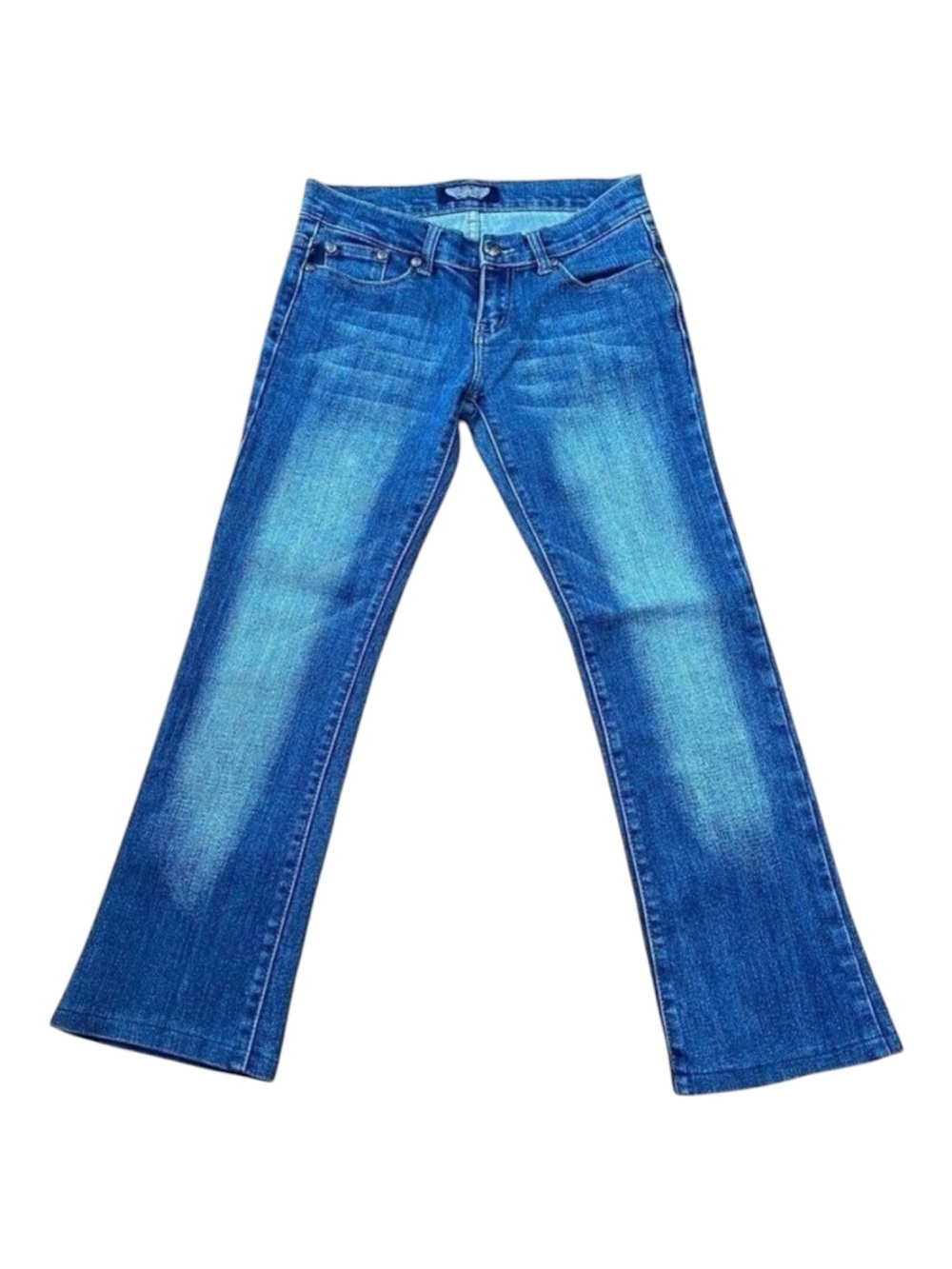 Rock & Republic low rise jeans boot cut blue stretchy denim classic size 28 moto